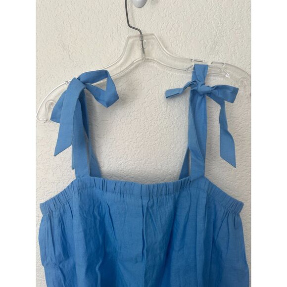 J. Crew Tie- Shoulder Dress with Embroidery Cotton Eyelet Hem Blue NWT Sz Small - Picture 3 of 8